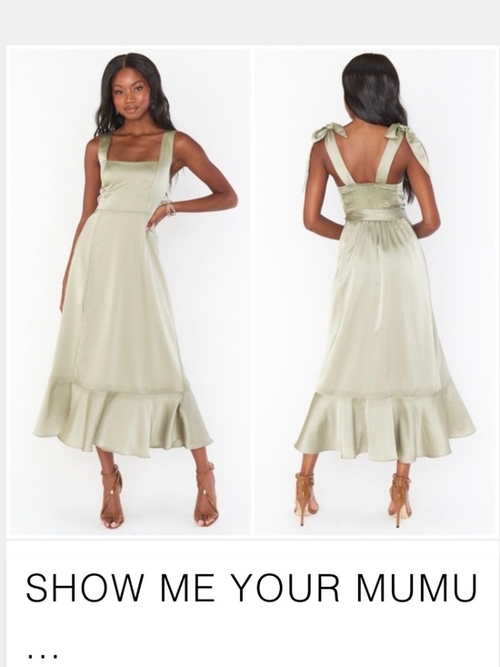 Show Me Your MuMu Dresses & Skirts - SHOW ME YOUR MUMU Claire Midi Dress In Moss Green Luxe Satin